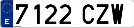 Ejemplo de matrícula española 7122 CZW