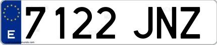 Ejemplo de matrícula española 7122 JNZ