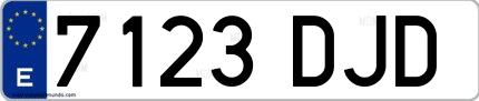 Ejemplo de matrícula española 7123 DJD