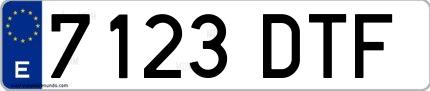 Ejemplo de matrícula española 7123 DTF