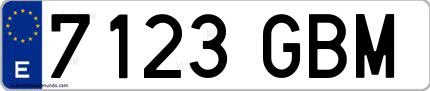 Ejemplo de matrícula española 7123 GBM