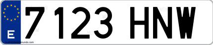 Ejemplo de matrícula española 7123 HNW