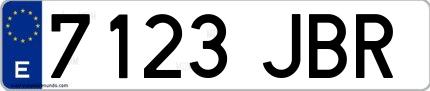 Ejemplo de matrícula española 7123 JBR