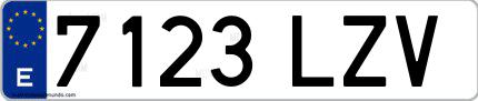 Ejemplo de matrícula española 7123 LZV
