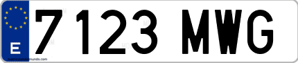 Ejemplo de matrícula de coche ordinaria 7123 MWG