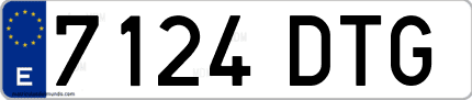 Ejemplo de matrícula de coche ordinaria 7124 DTG