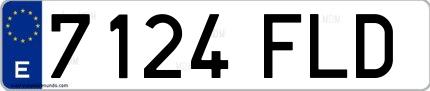 Ejemplo de matrícula de coche ordinaria 7124 FLD