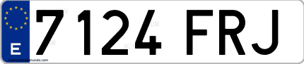 Ejemplo de matrícula de coche ordinaria 7124 FRJ