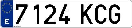 Ejemplo de matrícula española 7124 KCG