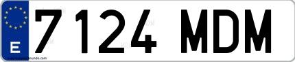 Ejemplo de matrícula española 7124 MDM