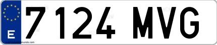 Ejemplo de matrícula española 7124 MVG