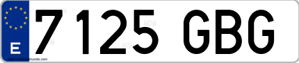 Ejemplo de matrícula de coche ordinaria 7125 GBG