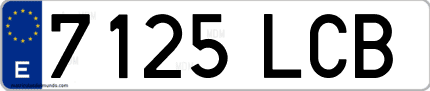 Ejemplo de matrícula de coche ordinaria 7125 LCB