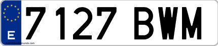 Ejemplo de matrícula de coche ordinaria 7127 BWM