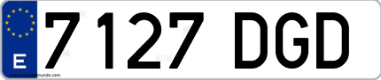 Ejemplo de matrícula de coche ordinaria 7127 DGD