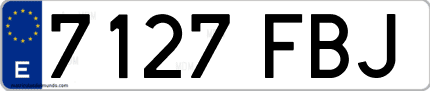 Ejemplo de matrícula de coche ordinaria 7127 FBJ