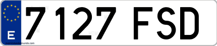 Ejemplo de matrícula de coche ordinaria 7127 FSD