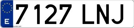 Ejemplo de matrícula española 7127 LNJ