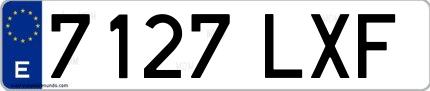 Ejemplo de matrícula española 7127 LXF