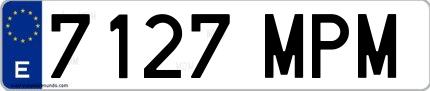 Ejemplo de matrícula española 7127 MPM