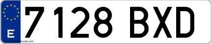 Ejemplo de matrícula de coche ordinaria 7128 BXD