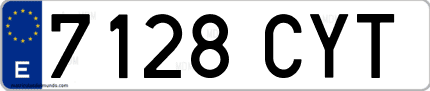 Ejemplo de matrícula de coche ordinaria 7128 CYT