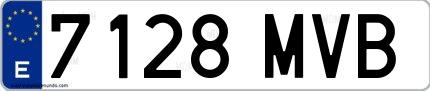 Ejemplo de matrícula española 7128 MVB