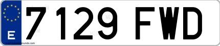 Ejemplo de matrícula española 7129 FWD