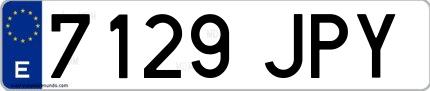 Ejemplo de matrícula española 7129 JPY