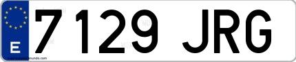 Ejemplo de matrícula española 7129 JRG