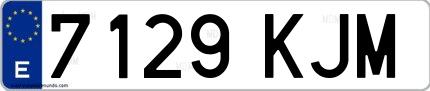 Ejemplo de matrícula española 7129 KJM