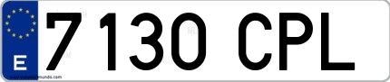 Ejemplo de matrícula española 7130 CPL