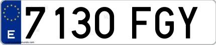 Ejemplo de matrícula española 7130 FGY