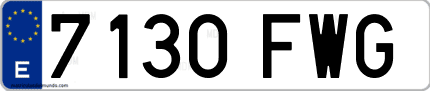 Ejemplo de matrícula de coche ordinaria 7130 FWG