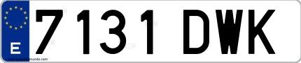 Ejemplo de matrícula española 7131 DWK