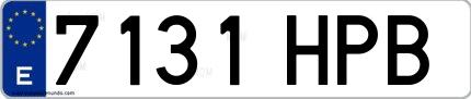Ejemplo de matrícula española 7131 HPB