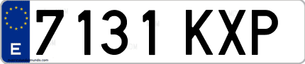 Ejemplo de matrícula de coche ordinaria 7131 KXP