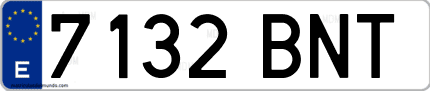 Ejemplo de matrícula de coche ordinaria 7132 BNT