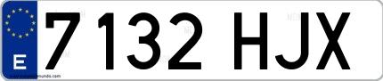 Ejemplo de matrícula española 7132 HJX