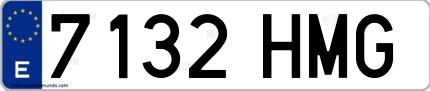 Ejemplo de matrícula española 7132 HMG