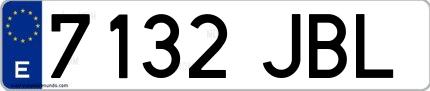 Ejemplo de matrícula española 7132 JBL