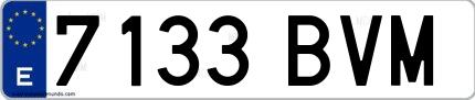 Ejemplo de matrícula española 7133 BVM