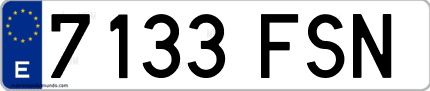 Ejemplo de matrícula de coche ordinaria 7133 FSN
