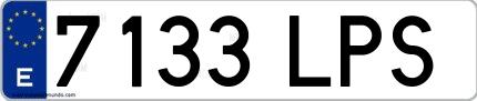 Ejemplo de matrícula española 7133 LPS