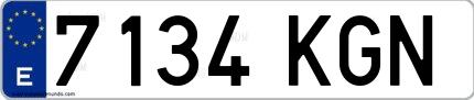 Ejemplo de matrícula española 7134 KGN