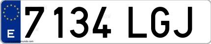 Ejemplo de matrícula española 7134 LGJ