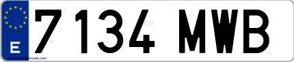 Ejemplo de matrícula española 7134 MWB