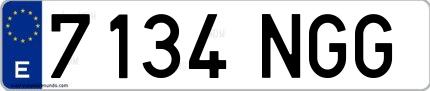 Ejemplo de matrícula española 7134 NGG