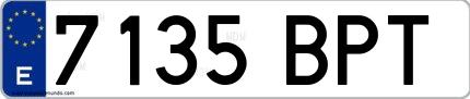 Ejemplo de matrícula española 7135 BPT