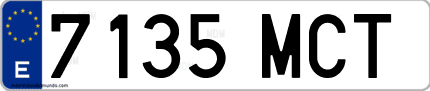 Ejemplo de matrícula de coche ordinaria 7135 MCT